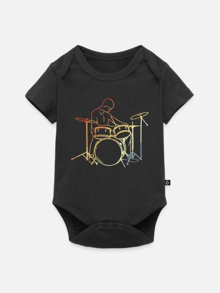 Schlagzeuger Vintage Look - Baby Premium Kurzarmbody - Schwarz