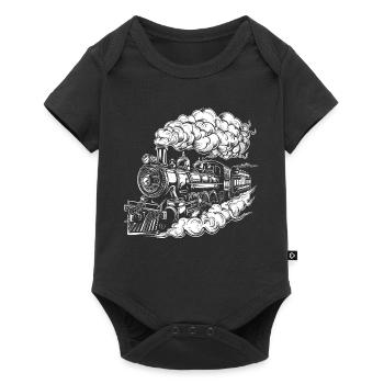 Steam Locomotive Graphics - Baby Premium short-sleeve bodysuit - black - Front