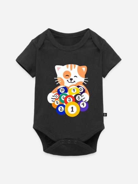 Billard Billardspieler Katze - Baby Premium Kurzarmbody - Schwarz