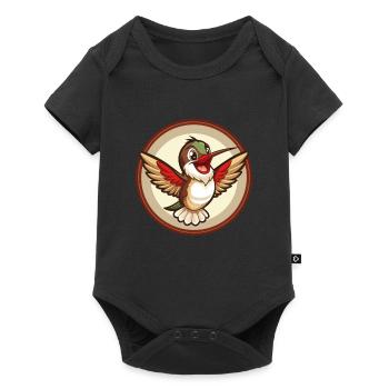 Colibri coloré Kawaii personnage de dessin animé animal de compagnie - Body à manches courtes Premium Bébé - noir - Devant