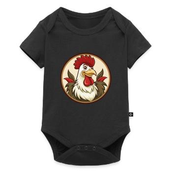 Coq coloré Kawaii Dessin animé Personnage Clipart - Body à manches courtes Premium Bébé - noir - Devant