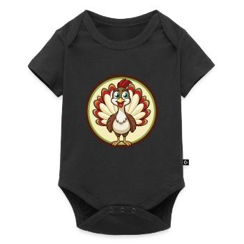 Peacock Colorful Kawaii Cartoon Character Clipart - Baby Premium short-sleeve bodysuit - black - Front