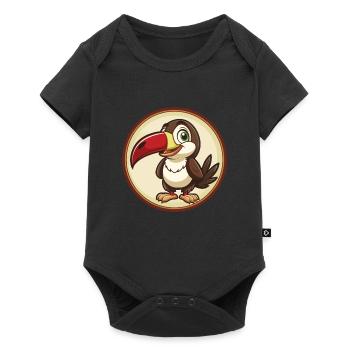 Toucan Colorful Kawaii Cartoon Character Clipart - Baby Premium short-sleeve bodysuit - black - Front