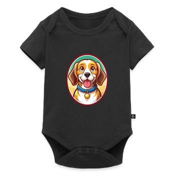 Beagle Dog Funny Kawaii Cartoon Clipart Animal Pet - Baby Premium short-sleeve bodysuit - black - Front