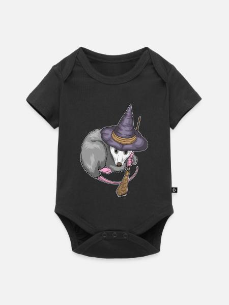 Beutelratte Hexe Besen - Baby Premium Kurzarmbody - Schwarz