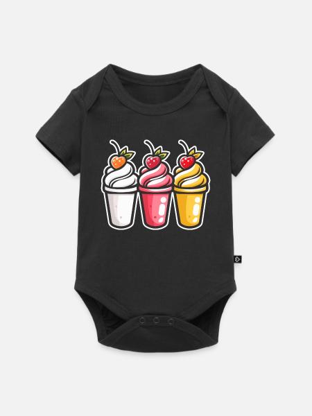 Eiscreme Becher - Baby Premium Kurzarmbody - Schwarz