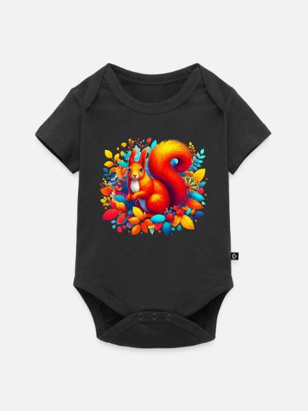 Eichhörnchen - Baby Premium Kurzarmbody - Schwarz