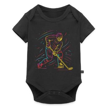 Ice Hockey Player Line Art - Baby Premium short-sleeve bodysuit - black - Front