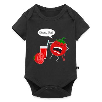 Humorous tomato character with drink - Baby Premium short-sleeve bodysuit - black - Front
