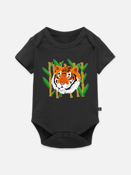 Tigerkopf - Baby Premium Kurzarmbody - Schwarz