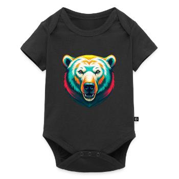 Polar Bear Cute Kawaii Cartoon Clipart Animal Face - Baby Premium short-sleeve bodysuit - black - Front