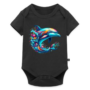 Delfin - Baby Premium Kurzarmbody - Schwarz - Vorne