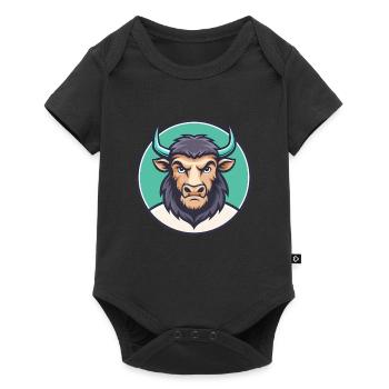 Buffalo Kawaii Cartoon Character Animal Pet Face - Baby Premium short-sleeve bodysuit - black - Front