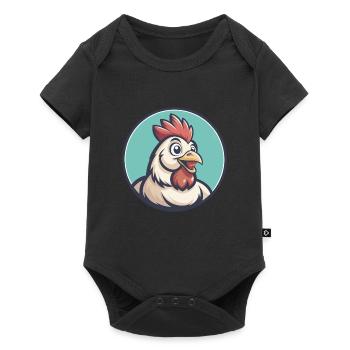 Chicken Kawaii Cartoon Character Animal Pet Face - Baby Premium short-sleeve bodysuit - black - Front