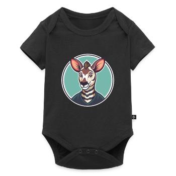 okapi kawaii dessin animé personnage animal visage d’animal - Body à manches courtes Premium Bébé - noir - Devant