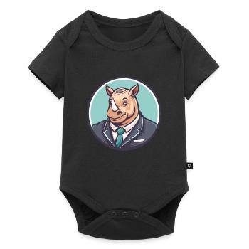 Rhino Kawaii Cartoon Character Animal Pet Face - Baby Premium short-sleeve bodysuit - black - Front
