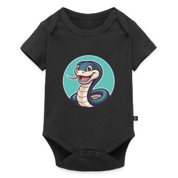 Serpent Kawaii Dessin animé Personnage Animal Animal Visage - Body à manches courtes Premium Bébé - noir - Devant
