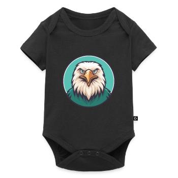 Eagle Kawaii Cartoon Character Animal Pet Face - Baby Premium short-sleeve bodysuit - black - Front