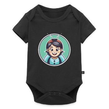 coccinelle kawaii dessin animé personnage animal visage d’animal de compagnie - Body à manches courtes Premium Bébé - noir - Devant
