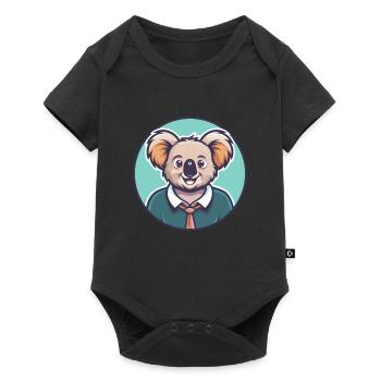 Koala Kawaii Dessin animé Personnage Animal Animal Visage - Body à manches courtes Premium Bébé - noir - Devant