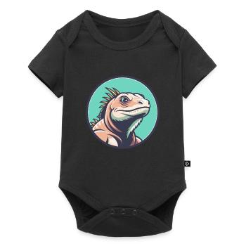 Iguana Kawaii Cartoon Character Animal Pet Face - Baby Premium short-sleeve bodysuit - black - Front