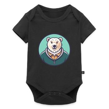 ours polaire kawaii dessin animé personnage visage animal - Body à manches courtes Premium Bébé - noir - Devant