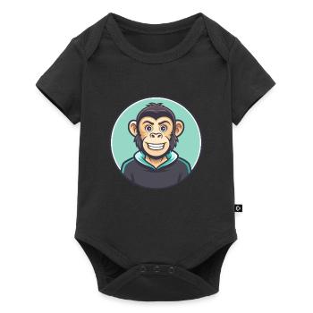 Monkey Kawaii Cartoon Character Animal Pet Face - Baby Premium short-sleeve bodysuit - black - Front