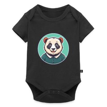 Panda Kawaii Cartoon Character Animal Pet Face - Baby Premium short-sleeve bodysuit - black - Front