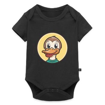 Canard Kawaii Dessin animé Personnage Animal Animal Visage - Body à manches courtes Premium Bébé - noir - Devant