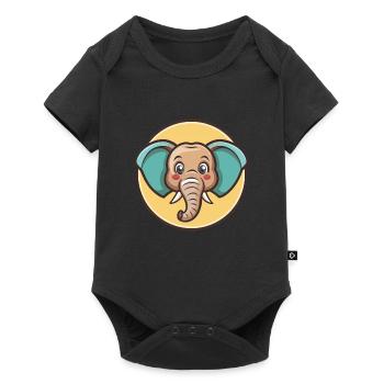 Elephant Kawaii Cartoon Character Animal Pet Face - Baby Premium short-sleeve bodysuit - black - Front