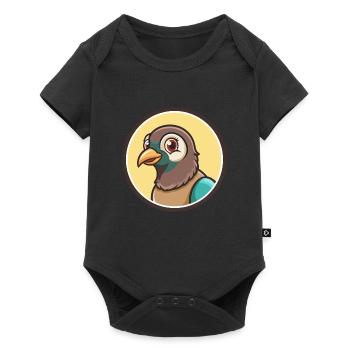 Pigeon Kawaii Dessin animé Personnage Animal Visage d’animal - Body à manches courtes Premium Bébé - noir - Devant