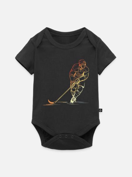 Retro Eishockeyspieler - Baby Premium Kurzarmbody - Schwarz