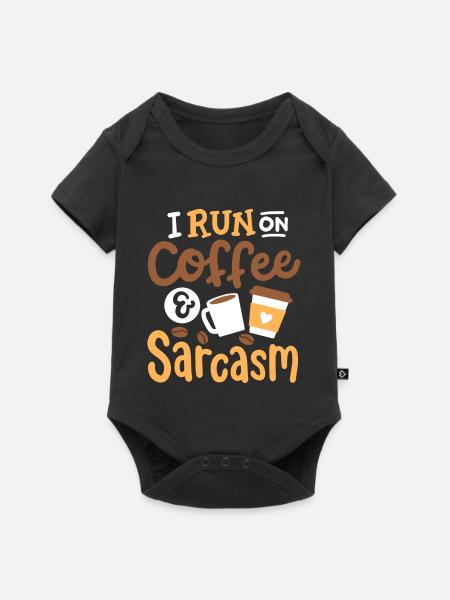Sarkasmus und Kaffee - Baby Premium Kurzarmbody - Schwarz