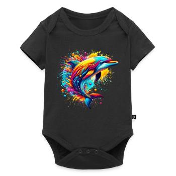Delfin - Baby Premium Kurzarmbody - Schwarz - Vorne
