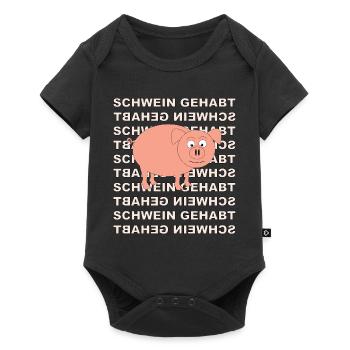 Pig with writing in the background - Baby Premium short-sleeve bodysuit - black - Front