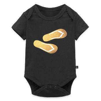 pantoufles tongs or glamping plage de luxe - Body à manches courtes Premium Bébé - noir - Devant