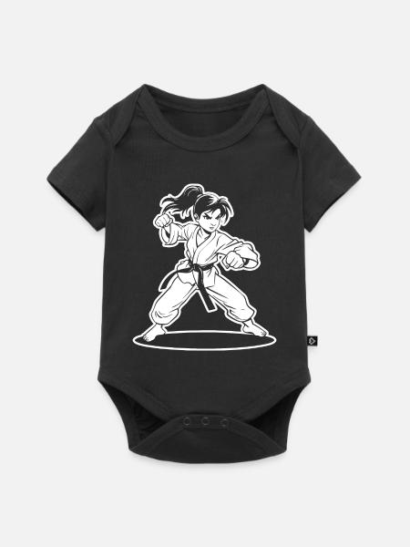 Karate Mädchen Cartoon Stil - Baby Premium Kurzarmbody - Schwarz