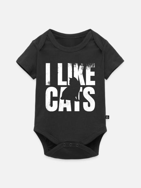 Ich mag Katzen - Baby Premium Kurzarmbody - Schwarz