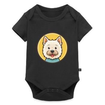 West Highland White Terrier Hund Rasse Cartoon Haustier - Baby Premium Kurzarmbody - Schwarz - Vorne