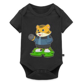 Tiger Bowling Bowlingkugel - Baby Premium Kurzarmbody - Schwarz - Vorne