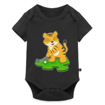 Tiger Golf Golfschläger - Baby Premium Kurzarmbody - Schwarz - Vorne