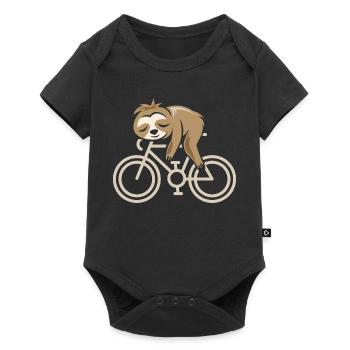Vélo paresseux Vélo de route Gravel Bande dessinée Logo de dessin animé - Body à manches courtes Premium Bébé - noir - Devant