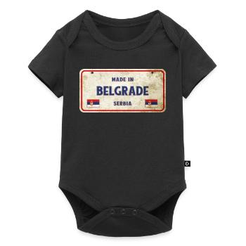 Belgrad Serbien Vintage Schild - Baby Premium Kurzarmbody - Schwarz - Vorne