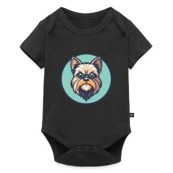 Griffon de Bruxelles Race de chien Dessin animé Kawaii Clipart - Body à manches courtes Premium Bébé - noir - Devant