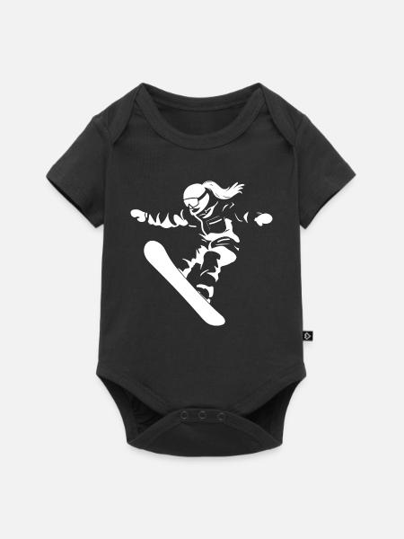 Snowboarderin Zeichnung - Baby Premium Kurzarmbody - Schwarz