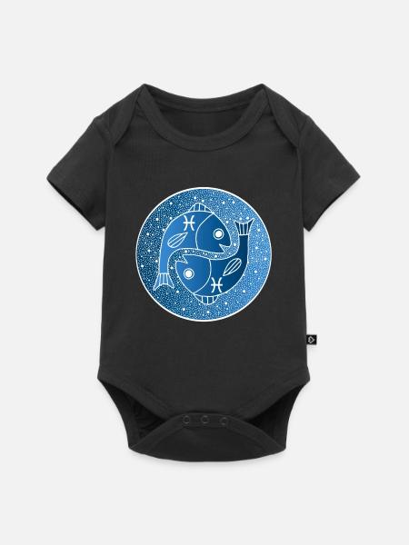 Fische Sternzeichen - Baby Premium Kurzarmbody - Schwarz