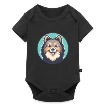 Spitz danois chien race dessin animé Kawaii Clipart animal de compagnie - Body à manches courtes Premium Bébé - noir - Devant
