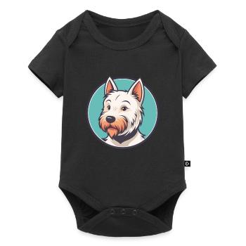Englischer weißer Terrier Hund Rasse Cartoon Kawaii Haustier - Baby Premium Kurzarmbody - Schwarz - Vorne