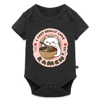 Adorable ramen pour chat aimant les nouilles - Body à manches courtes Premium Bébé - noir - Devant
