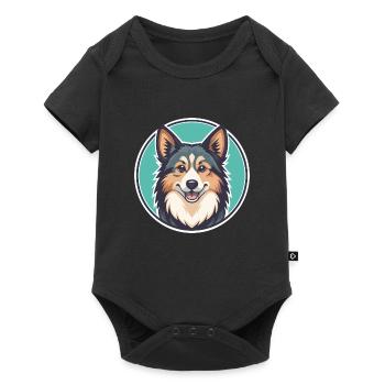 Chien de berger islandais Race de chien Dessin animé Kawaii - Body à manches courtes Premium Bébé - noir - Devant